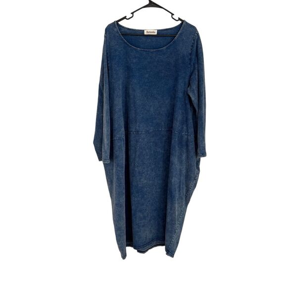 Dresses & Skirts - Mordenmiss Oversize Blue Denim Pockets Casual Long Sleeve Shirt Dress